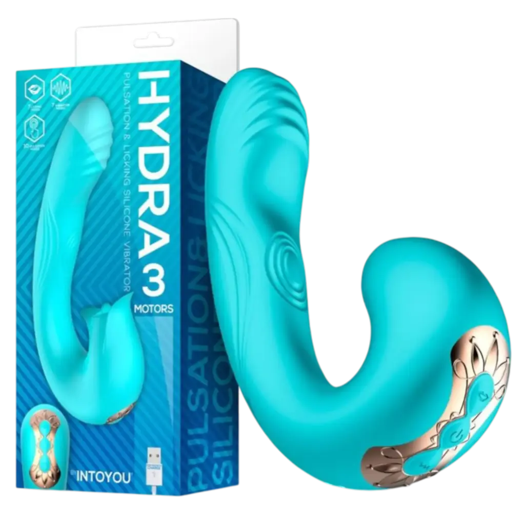 INTOYOU Hydra Vibrador con Pulsación y Lengua Estimuladora de Clítoris 3 Motores USB
