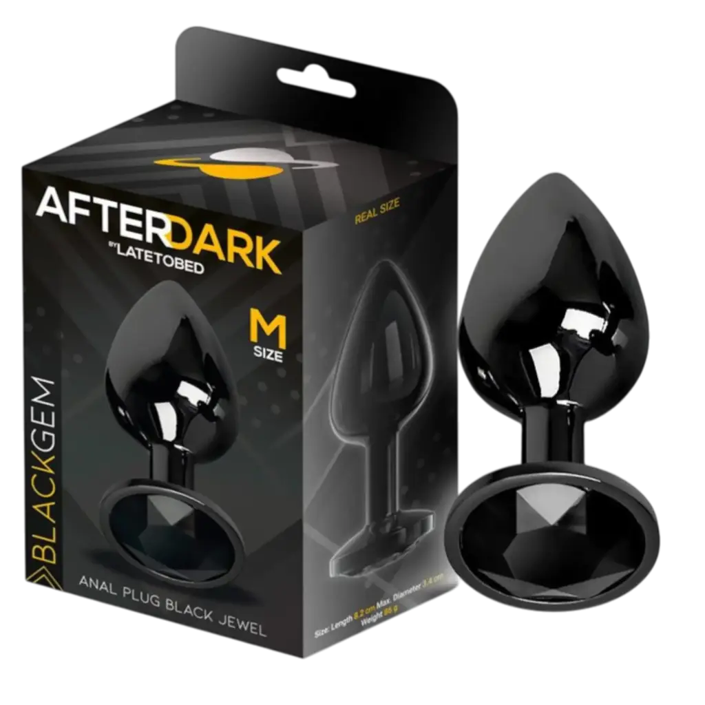 AFTERDARK Blackgem Plug Anal Metálico con Joya Color Negro Talla M