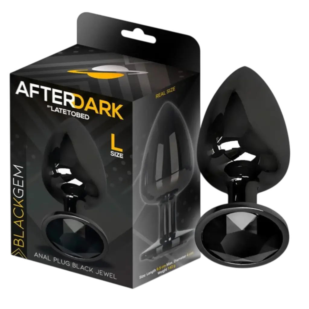 AFTERDARK Blackgem Plug Anal Metálico con Joya Negro Talla L