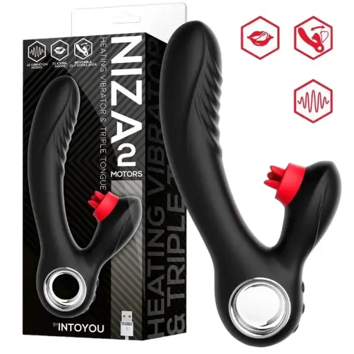 Niza Vibrador con Calor y Triple Lengua Estimuladora de Clítoris