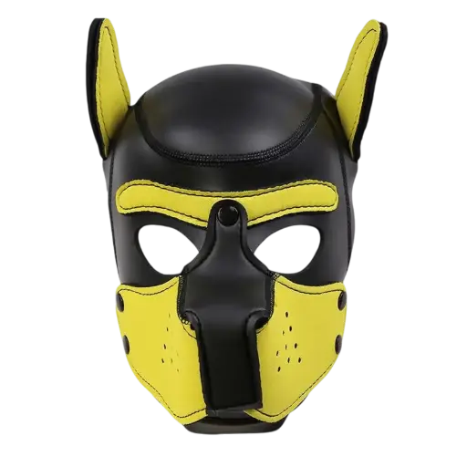 Máscara de Perro Neopreno Hocico Extraíble Negro/Amarillo Talla Única